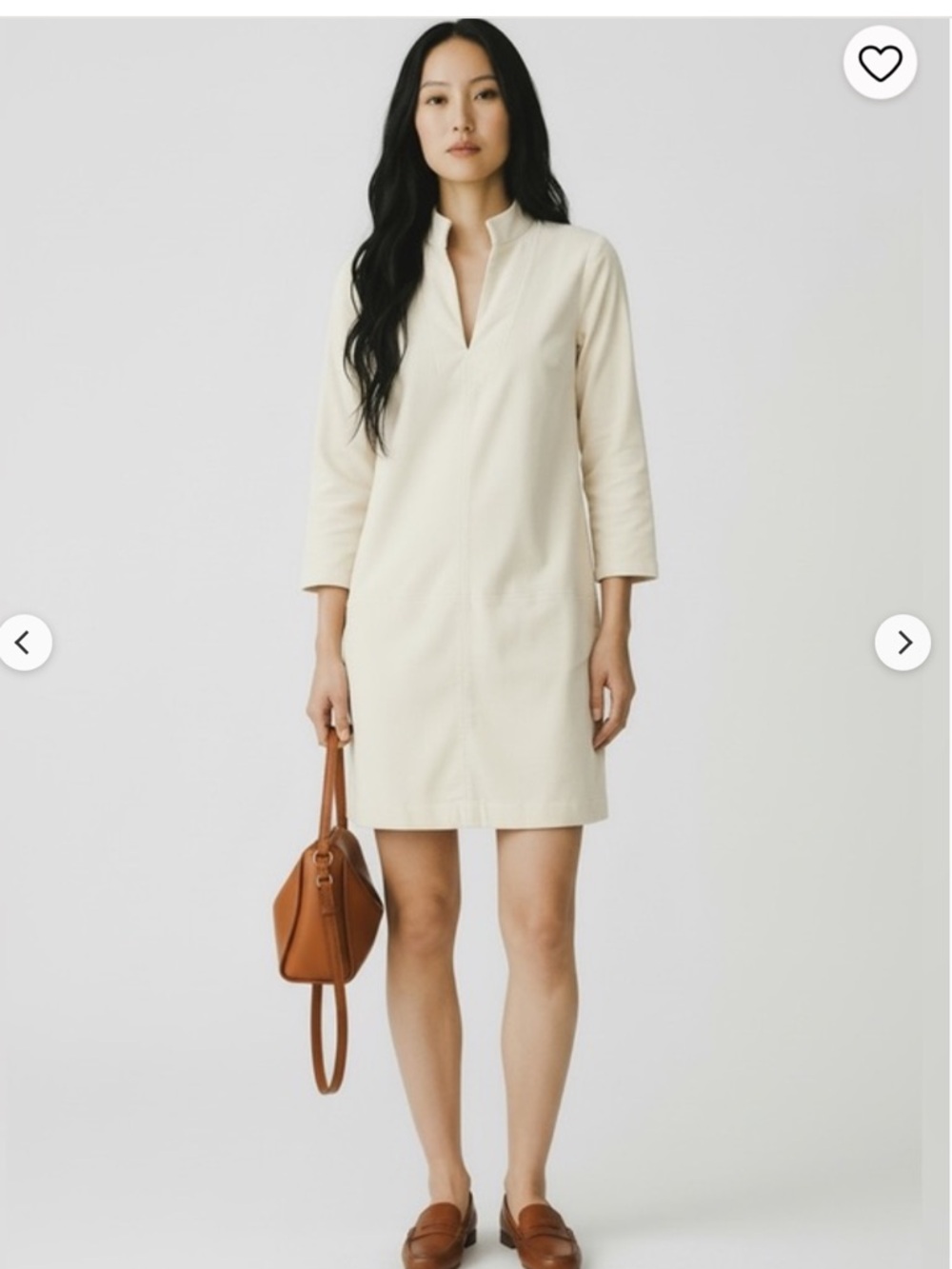 Tuckernuck Women's Cream corduroy V-Neck Clifton Dress - size large